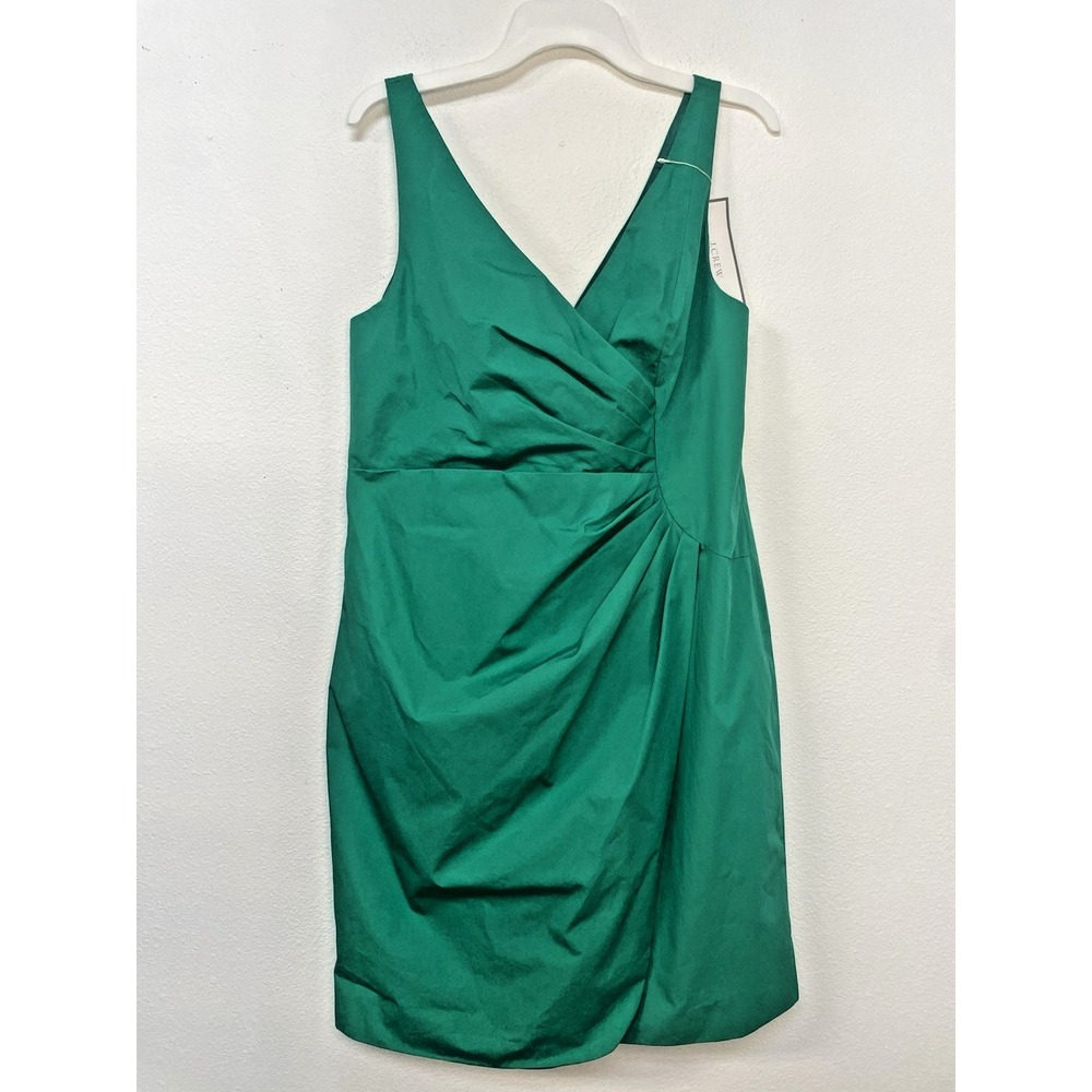NWT J CREW Ramona Dress Cotton Taffeta V-Neck Ruched Sz 16